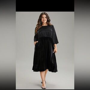 BloomChic Black Polka Dot Midi Dress